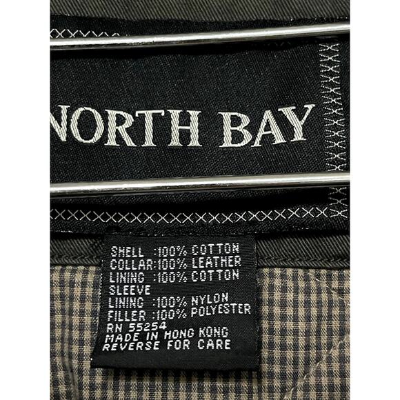 North Bay Leather Collar Jacket -‎ Men's Size M Olive - Picture 3 of 14